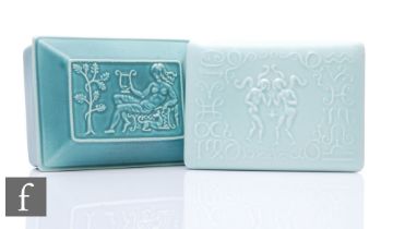 Arnold Machin - Wedgwood - A ceramic cigarette box, circa 1946, modelled with an image of Erato