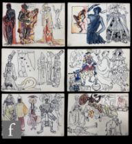 Albert Wainwright (1898-1943) - Six small double sided sketch pages depicting figurative studies,