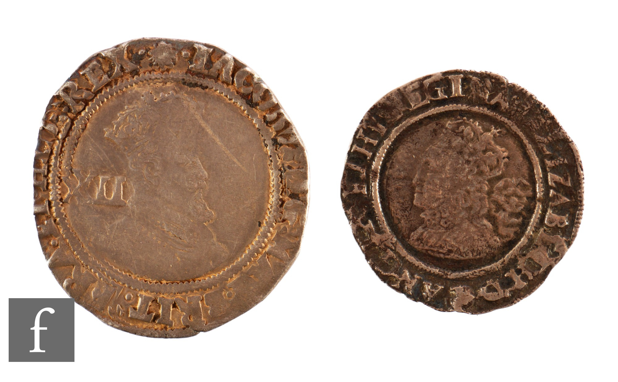 Elizabeth I to James I - An Elizabeth I 1566 sixpence and a James I shilling. (2)