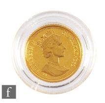 Elizabeth II - A Gibraltar 1989 gold quarter sovereign, reverse Una & Lion, no certificate, weight