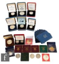 Elizabeth II - Various Royal Mint cased single silver proof coins to include two pounds, a five