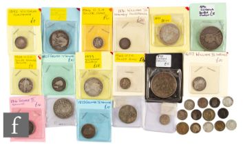 William III to Victoria - An 1890 crown, an 1890 double florin, florins, shillings, threepences