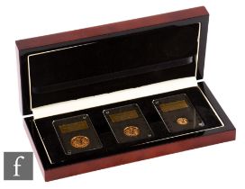 Elizabeth II - A Gibraltar 2015 three gold coin set, sovereign, half sovereign and quarter