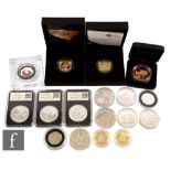 Elizabeth II - Two Royal Mint silver proof two pounds, cased with certificates, two Commonwealth two