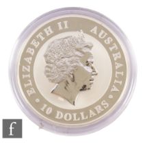 Elizabeth II - An Australia 2014 ten dollars, ten ounces, .999 silver coin, Koala, no certificate.