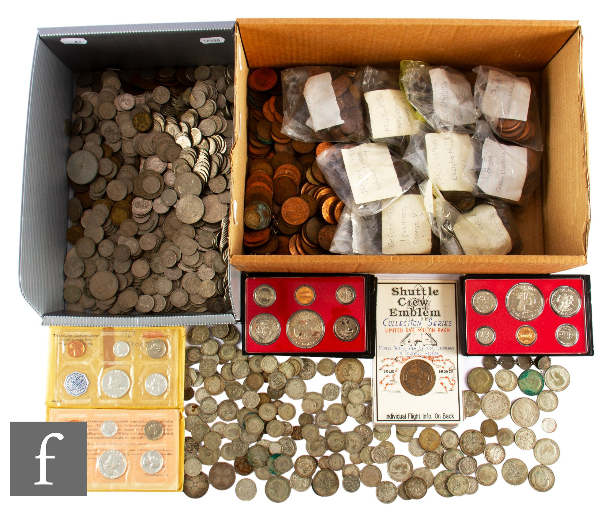 George V to Elizabeth II - Various half crowns, florins, shillings, sixpences, threepences,