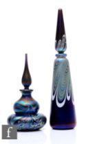 A contemporary Richard P. Golding large scent bottle, of conical form, decorated with iridescent