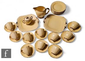 A post ware Carlton Ware tea service for twelve, comprising twelve fluted cups, saucers and side