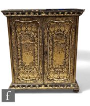 A 19th Century Chinese lacquer table cabinet fitted with four long two short floral decorated