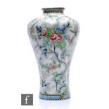 A large early 20th Century Royal Coronaware vase of baluster form with narrow collar neck