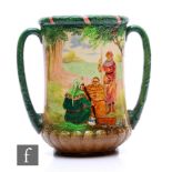 A 1930s Royal Doulton two handled loving cup titled 'Robin Hood and his band of Merry Men in