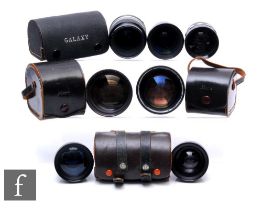 A collection of various Nikon, Kowa and Canon lenses, to include Kowa, a set of wide angle and Aux