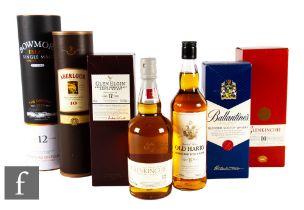 A collection of single malt and blended whiskies, to include Glenkinchie 10 years old, boxed, Glen