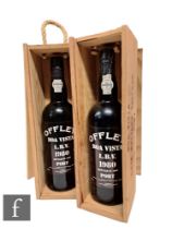 Two boxed bottles of Offley Boa Vista 1980 vintage port, bottled 1985, 75cl. (2)