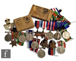 A small parcel lot of assorted World War Two medals to include Stars, Defence and British War