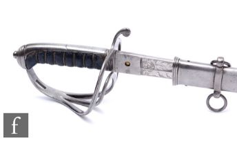 An early 19th Century 1821 pattern Light Cavalry sword, the 90cm blade with presentation