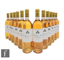 A case of twelve bottles of Château Liot, Sauternes, 2009, Bordeaux, sweet, white. (12)