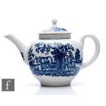 An 18th Century English porcelain teapot, possibly Pennington Liverpool, the footed spherical form