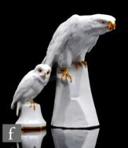 A 20th Century Germanhard paste porcelain figure of an owl modelled by Professor Fritz Klee for