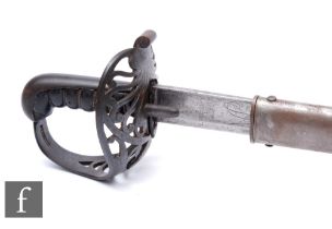 A 1796 officer's cavalry sword, the 88cm blade inscribed with an 'R' below a coronet, engraved P