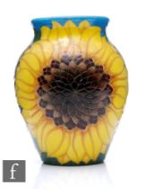 A late 20th Century Dennis China Works vase of shouldered ovoid form, decorated in the Sunflower