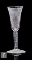 A 19th Century continental drinking glass in the 18th Century taste, the tall round funnel bowl with