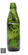 A Codd bottle, dark green, by P A Green, Queen Street, West Bromwich.