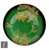 A large 1930s Carlton Ware shape 1373 bowl of shallow circular form with a wide flat rim,