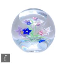 A later 20th Century Allan Scott for Whitefriars glass paperweight, decorated in the Summer Garden