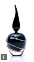 A contemporary Richard P. Golding scent bottle, of ovoid form, internally decorated with a green and