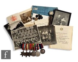 A World War One medal group 39-45, Africa and Burma Stars, Defence, British War and Long Service and