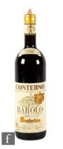 One bottle of 2000 Giacomo Conterno Monfortino Barolo Riserva DOCG, Italy, red.