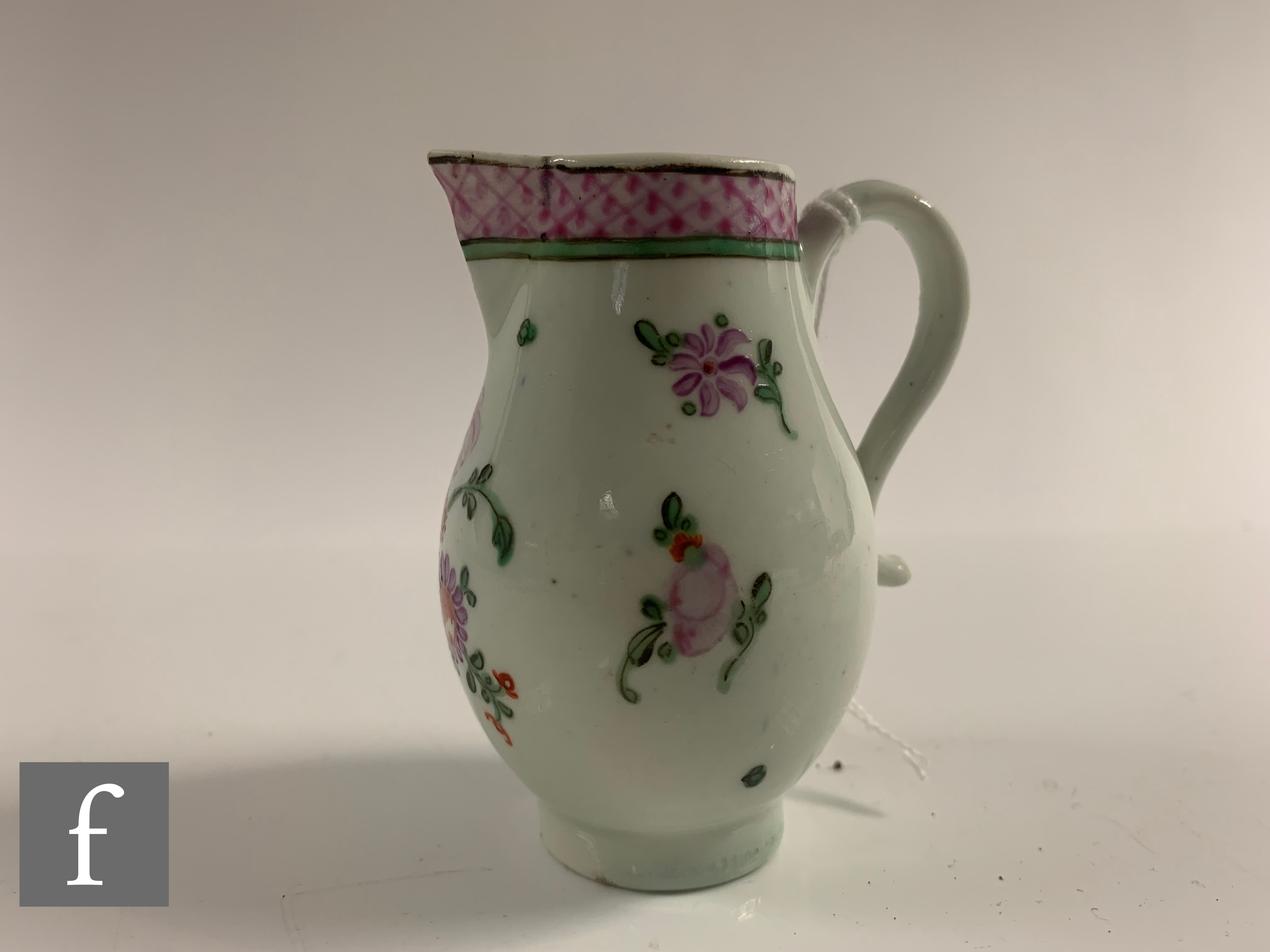 A small 18th Century Worcester sparrow beak jug circa 1770, the body hand enamelled with floral - Image 4 of 7
