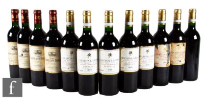 Twelve bottles of French red Bordeaux, to include eight bottles of Carayon-La-Rose 1995 and four