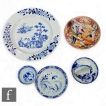 A collection of 18th Century Chinese porcelain items, to include an export porcelain dish, a Nanking