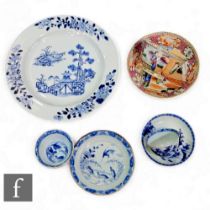 A collection of 18th Century Chinese porcelain items, to include an export porcelain dish, a Nanking