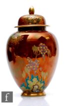 A 1930s Carlton Ware shape 311 ginger jar and cover decorated in the Chinese Bird and Cloud pattern,