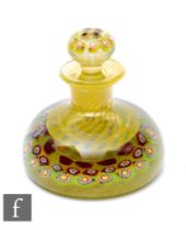 A 20th Century Salvador Ysart glass inkwell, of domed footed form with short collar neck, internally