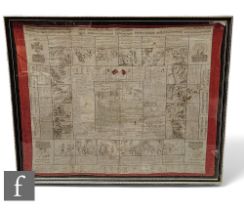 An early framed Fulton's Patent 12801 handkerchief, decorated with various military actions and