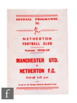 A Manchester United v Netherton FC football program for the season 1958-59.