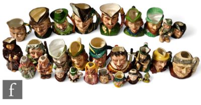 A large collection of 20th Century character and Toby jugs relating to characters from Robin Hood to