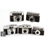 A collection of Agfa 35mm rangefinder cameras, to include Optima III, Karat, Paramat and Silette