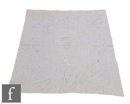 A large late 19th to early 20th Century white cotton bedspread with a contrasting white floral