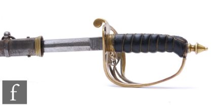 An 1845 pattern British infantry officer's sword, the fullered blade with crowned VR, stamped 'B.