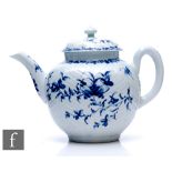 An 18th Century Worcester feather moulded teapot and cover circa 1756-1760, hand decorated with