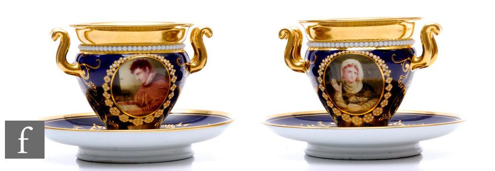 A pair of Flight, Barr and Barr cabinet cups and stands signed by Thomas Baxter, circa 1814-1816 - Image 3 of 4