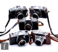 A collection of Kowa 35mm SLR cameras, to include Regula Super Automatic, Kowa E x 2, Kowa SE T