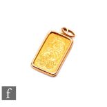 A 24ct gold ingot, weight 5g, loose to an 18ct pendant mount, total weight 6.3g.