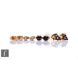 Two pairs of diamond stud earrings, old and brilliant cut examples, each approximately 0.10ct,