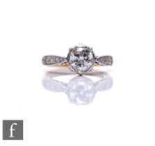 A child's 18ct diamond solitaire ring illusion set transitional cut stone, weight approximately .